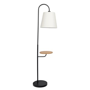 VYNXARIA 60"H Black Floor Lamp with Rotary Switch Wood Table Metal Base - 1 of 4