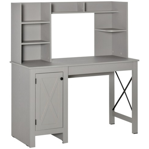 Gray Space Saver Corner Desk Home Office Storage Cabinet Furniture