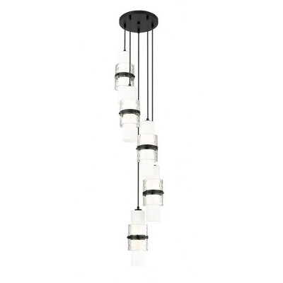 Matte Black 5-Light Spiral Chandelier with Glass Shades