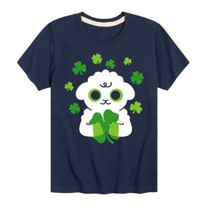 Boys' - Instant Message - St. Patrick's Day Sheep Holding a Shamrock Short Sleeve Graphic T-Shirt - 1 of 4