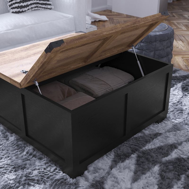 Flash Furniture Wyatt Farmhouse Storage Coffee Table with Hinged Lift Top, Large Coffee Table with Hidden Storage, 4 of 12