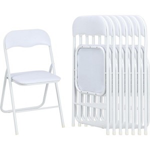 8PCS Folding Chairs with Padded Seats, White Metal Folding Chairs with Non-Slip Feet Pads Steel Guest Reception Party Conference Chairs - 1 of 4
