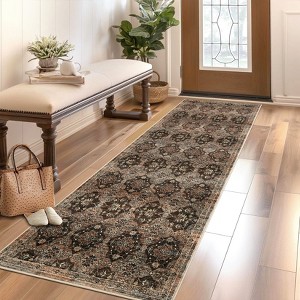 Area Rugs Vintage Printed Low Pile Floor Carpet with Non-Slip Backing Stain-Resistant Oriental Rugs Washable Farmhouse Rugs for Bedroom - 1 of 4