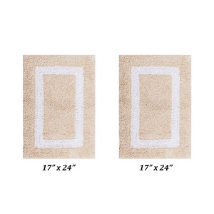 Hotel Bath Rug 100% Premium Cotton Tufted Weave Two Tone Reversible 2 Piece Bathroom Rug Set, Super Soft & Water Absorbent, Machine Washable Bathmat - 1 of 4