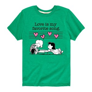 Boys' - Peanuts - Lucy And Schroeder Valentine's Piano Short Sleeve Graphic T-Shirt - 1 of 4