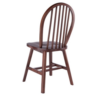 Walnut Windsor Medium Wood 2-Piece Dining Chair Set