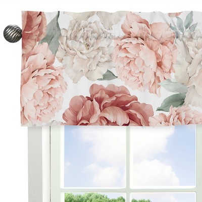 Blush Pink and Ivory Floral Garden Window Valance