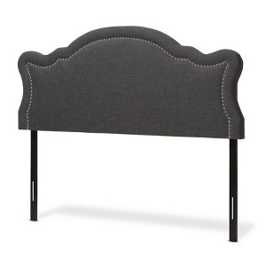 Queen Avery Modern and Contemporary Fabric Headboard Dark Gray - Baxton Studio: Romantic Nailhead Trim, Adjustable Height - 1 of 4