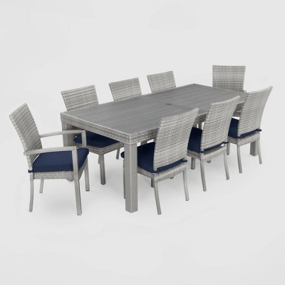 Cannes 9pc Seating Set with Navy Blue Cushions - RST Brands