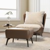 Upholstered Chair with Ottoman Footstool Set, Brown & Beige - 4 of 4