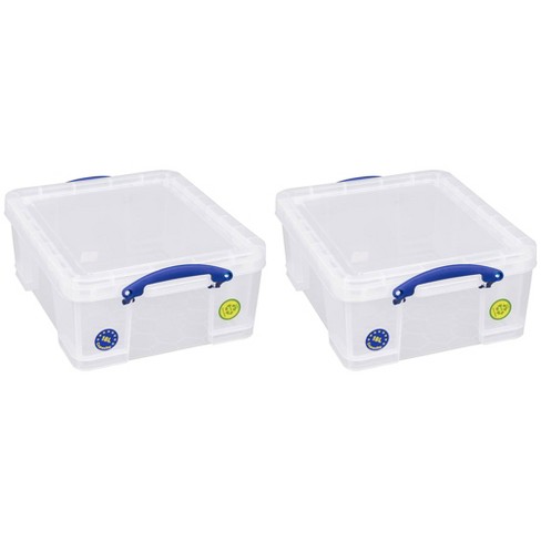 Really Useful Box 4 Liter Plastic Stackable Storage Container W/ Snap Lid &  Built-in Clip Lock Handles For Home & Office Organization, Clear (4 Pack) :  Target