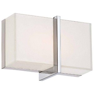 Minka Lavery Modern Wall Light Sconce Chrome Hardwired 8 3/4" Fixture LED Mitered White Glass Shade for Bedroom Bathroom Reading - 1 of 2