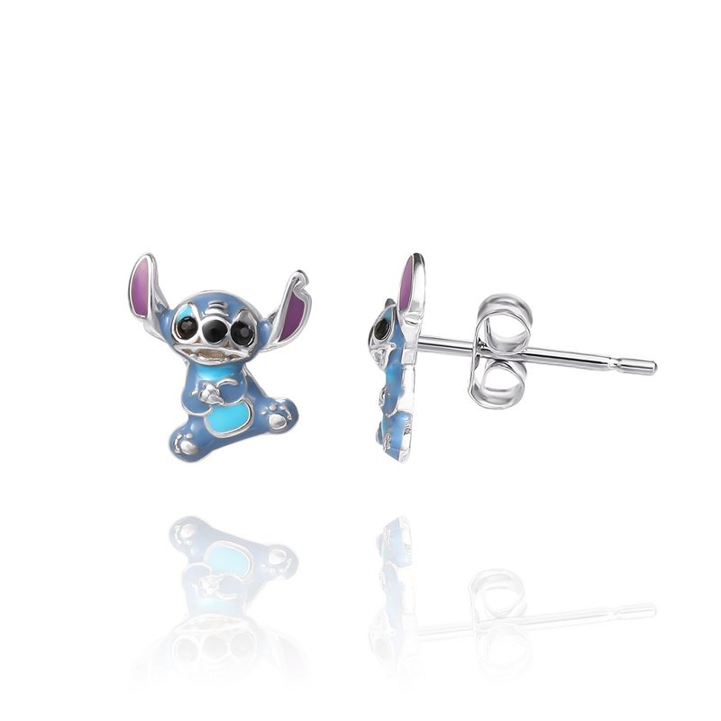 Disney Girls Lilo & Stitch Sterling Silver 3D Stitch Blue Stud Earrings, 5 of 6