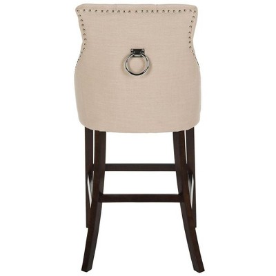 Eleni 45" Beige Linen and Metal Wingback Bar Stools, Set of 2