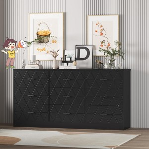 Jojoka 9 Drawer Storage Dresser with Power Strip, Modern Chest of Drawers for Bedroom and Living Room Organizer - 1 of 4
