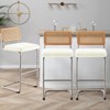 Bekrvio Bar Stools Set of 2/3/4, 26”/30" Barstool with Rattan Back, Velvet-Upholstered & Chrome Frame,Mid Century Modern Kitchen Stool for Island - 2 of 4