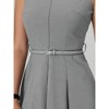 INSPIRE CHIC Women's Round Neck Sleeveless Zip Front Belted Fit Flare Work Dresses - 4 of 4
