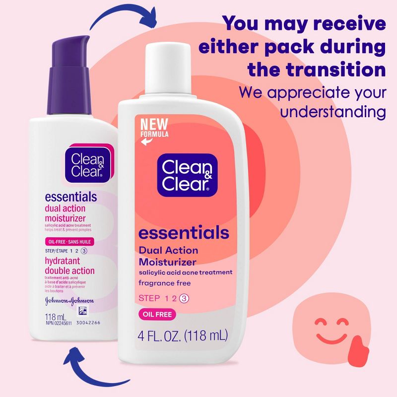 Clean &#38; Clear Essentials Dual Action Facial Moisturizer for Acne-Prone Skin - 4 fl oz, 4 of 16