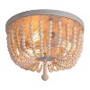 DORESshop 3-Light Boho Farmhouse Drum Flush Mount Ceiling Light Fixture Wood Beaded Chandelier for Hallway Baby's Nursery Bedroom - 3 of 4