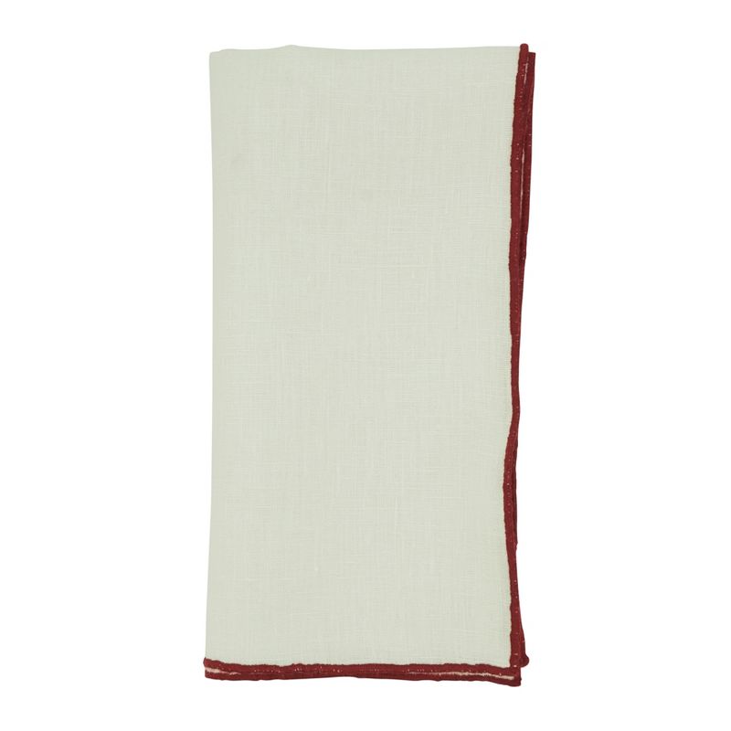 Saro Lifestyle Stitched Border Stonewashed Linen Napkins (Set of 4), 1 of 5