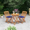 Costway Outdoor Folding Chairs Set of 2 Acacia Wood High-Back Chair with Seat Cushions Beige/Red/Navy - image 2 of 4