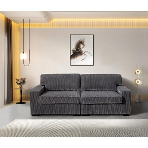 TiramisuBest Sleek Black Contemporary Loveseat, Modern Upholstered Sofa for Living Room or Bedroom - 1 of 4