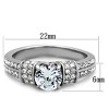 Slickblue Engagement Ring for Women – Round CZ with Symmetrical Pave Band Design, Polished Stainless Steel, Sizes 5-10 - 2 of 4