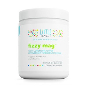 Little DaVinci Fizzy Mag - Effervescent Magnesium Supplement for Kids to Support Brain Health and Relaxation* - Lemon Lime Flavor - 516 g, 75 Servings - 1 of 4