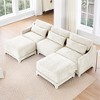 ModernLuxe Chenille Fabric Sofa with Ottoman & Lumbar Pillows, Ergonomic Sofa Couch for Living Room/Bedroom, Beige/Sky Blue/Green (2-4 Seats) - 2 of 4
