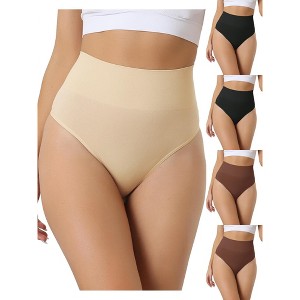Allegra K Women's High-Waisted Invisible Stretchy Comfortable Thongs Multicolored - 1 of 4