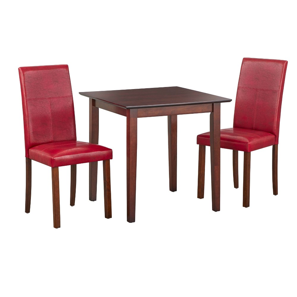 Photos - Dining Table 3pc Newark Parson Dining Set Walnut/Red - Buylateral