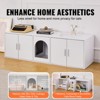 VEVOR Cat Litter Box Enclosure for 2 Cats, Litter Box Furniture Hidden with Double Rooms, Wooden Cat Box Cabinet, 57.9"L x 18.3"W  x 17.9"H, White - 3 of 4