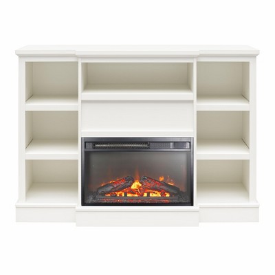 Ameriwood Home Liam Mantel with Electric Fireplace Space Heater, White