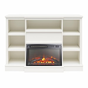 Ameriwood Home Liam Mantel with Electric Fireplace Space Heater, White - 1 of 4