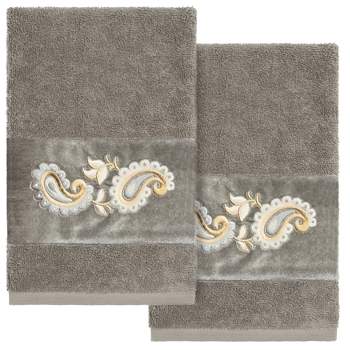Linum Home Textiles Easton Turkish Cotton Embellished Washcloth Gray