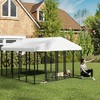 PawHut Outdoor Dog Kennel, Welded Wire Dog Run with 360° Rotating & 4 Levels Adjustable Bowls, Waterproof & UV Resistant Cover, 9.8' x 9.8' x 6.8' - 3 of 4