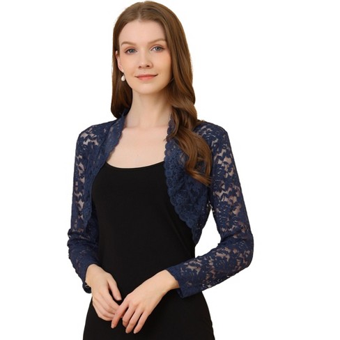 Allegra K Women's Elegant Crop Scalloped Design Sheer Floral Lace ...