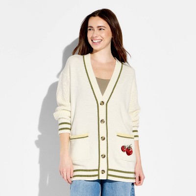 Women Tomato Graphic Cardigan Sweater