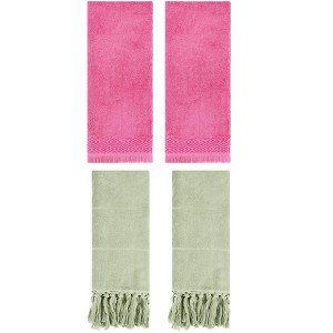 REGALWOVEN 4 Packs Cotton Absorbent Soft Turkish Hand Towels with tassel for Bathroom - 1 of 4