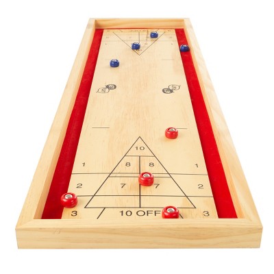 Tabletop Shuffleboard Game - Portable Indoor or Outdoor Compact Desktop Pinewood Competition Board Game for Kids and Adults by Toy Time