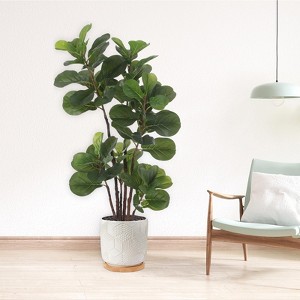 Faux Fiddle Leaf Fig Tree, Decorative Fiddle Leaves, Artificial Trees for Home Indoor Outdoor Living Room Office Porch Decor - 1 of 4