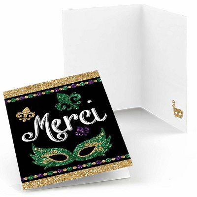 Big Dot of Happiness Mardi Gras - Masquerade Party Thank You Cards (8 count)