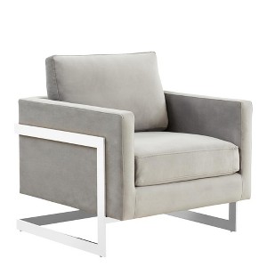 Lincoln Velvet Accent Chair with Chrome Steel Frame - 1 of 4