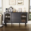 Buffet Cabinet with Storage, Sideboard Cabinet with Fluted Glass Sliding Doors and Drawers, Black Sideboard for Kitchen, Dining room, Living Room - 2 of 4