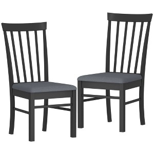 HOMCOM Wooden Dining Chairs Set, Farmhouse Upholstered Kitchen Chairs with Rubber Wood Frame for Living Room, Dining Room - 1 of 4