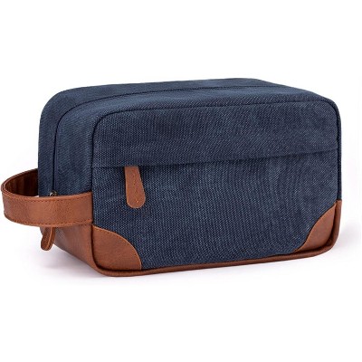 Hanging Toiletry Bag for Men, Navy Blue Water Resistant Canvas Dopp Kit with Large Capacity