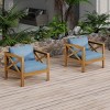Set of 2 Modern Acacia Wood Club Chairs with Cushions, Accent Arm Chairs for Patio, Balcony, or Sunroom–The Pop Home - 2 of 4