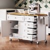 Rolling Kitchen Island With Adjustable Shelf,2 Doors And 5 Drawers,Kitchen Island Cart With Spice Rack,Drop Leaf And Towel Rack -Maison Boucle - 3 of 4