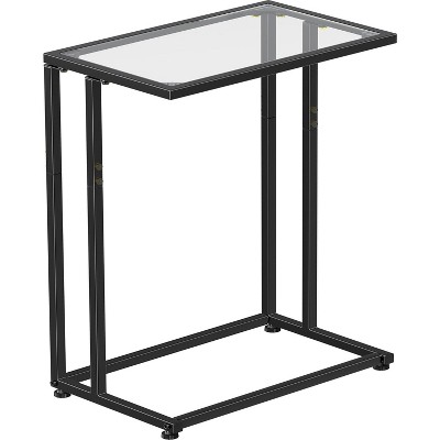 Simple Trending Large C-Shaped Glass End Table, 20.5 Inch