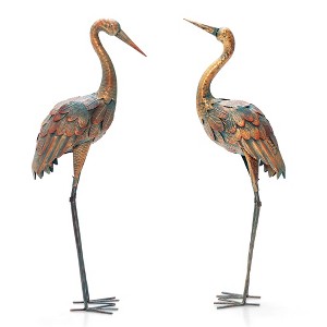 Costway 2-Piece Metal Crane/Flamingo Garden Statue Sculpture Set Outdoor Yard Lawn Decoration - 1 of 4